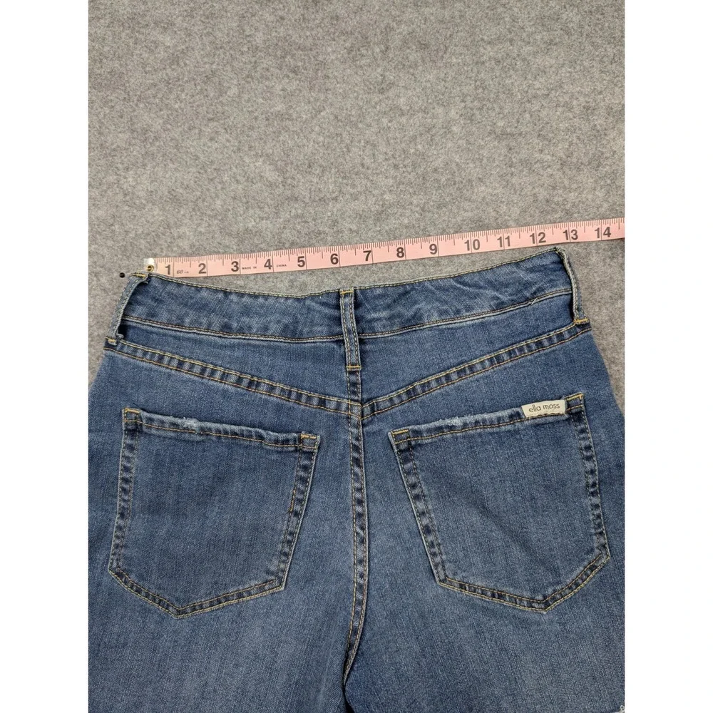 Ella Moss Womens Cuffed Midishort Button Fly Denim Shorts Blue Size 27